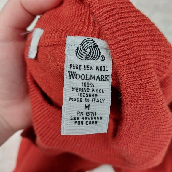 NEW Brandini WoolMark Merino Red Knit Mock Turtleneck Sweater P5586 - Picture 7 of 8